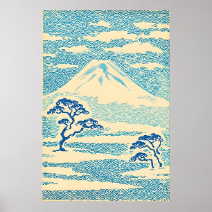 Zen Home Mount Fuji Seigaiha Kunstprint Japanisch Poster