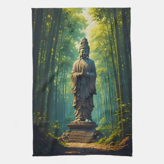 Zen im Bambushain Geschirrtuch (Vertikal)