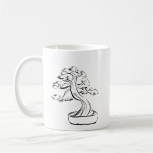 Zen Inkflow: Minimalistische Bonsai-Sumi-e-Style-D Kaffeetasse