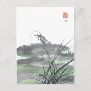Zen-Insekt auf Gras Postkarte
