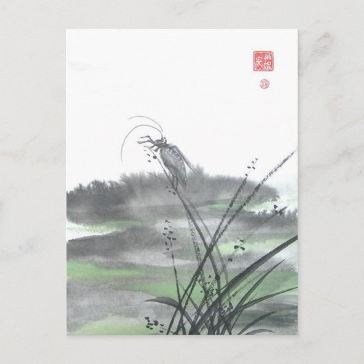 Zen-Insekt auf Gras Postkarte (Vorderseite)