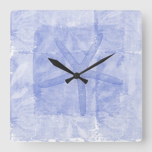 Zen Inspiriert Beach Theme Starfish Quadratische Wanduhr (Vorderseite)