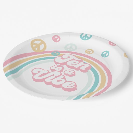 Zen ist ein Vibe Retro Summer Rainbow Pappteller (Schrägansicht)