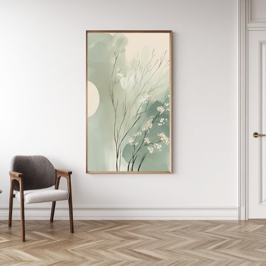 Zen Japandi Botanische Aquarellfarbe Poster