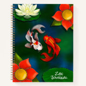 Zen Journal Yin Yang Koi Fish White Lotus Pond Notizblock (Vorderseite)