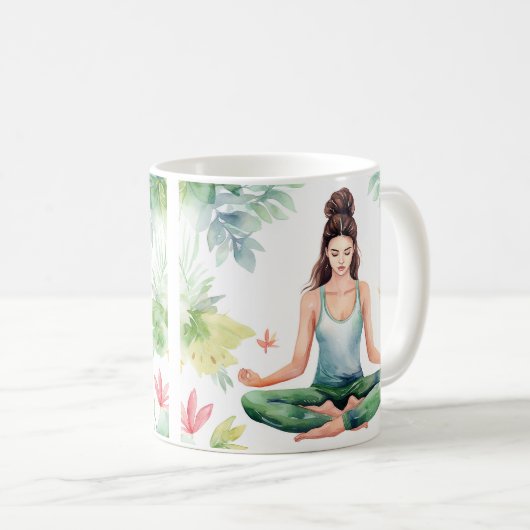 Zen-Kaffeetassen mit Yoga-Designs Kaffeetasse (VorderseiteRechts)