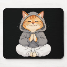 Zen-Katze im Hoodie – Süße meditierende Cartoon-Ka