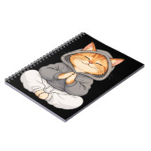 Zen-Katze im Hoodie – Süße meditierende Cartoon-Ka