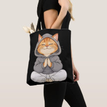 Zen-Katze im Hoodie – Süße meditierende Cartoon-Ka