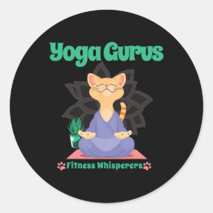 Zen Katze Yoga Gurus Meditation Ruhig Lotus Vibes Runder Aufkleber