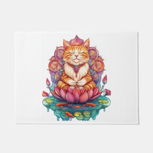 Zen Katzen Vibes � meditierende Katze psychedelisc Fußmatte (Vorderseite)