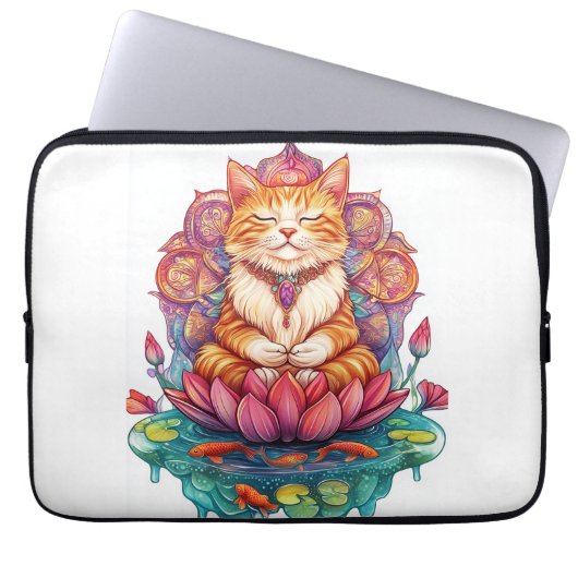 Zen-Katzen-Vibes � meditierende Kitty psychedelisc Laptopschutzhülle (Vorderseite)
