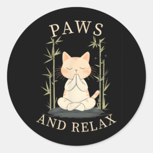 Zen-Katzen-Yoga-Design für Katzenliebhaber Männer  Runder Aufkleber