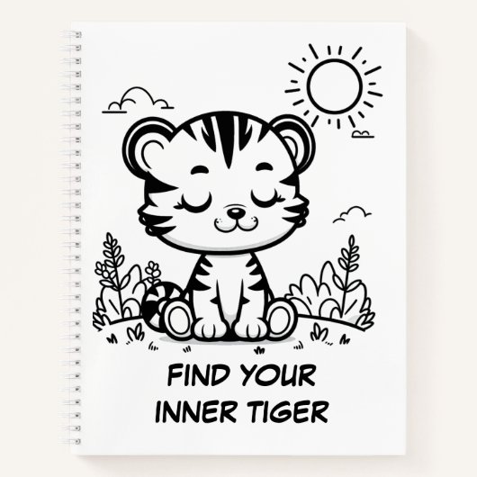 Zen Kawaii Tiger Notebook Niedlich Mindfullness Jo Notizblock (Vorderseite)