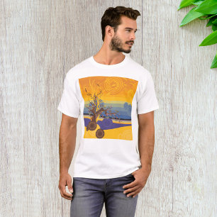 Zen-Kirschblütenbaum Abstrakte Sonnenuntergangskun T-Shirt