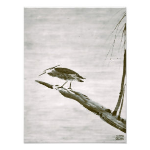 Zen-Klassiker - Sesshu - Reiher und Weide Fotodruck