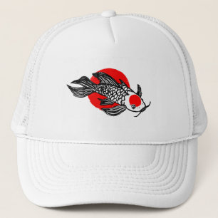 Zen Koi Block Print Design Trucker Hat Truckerkappe