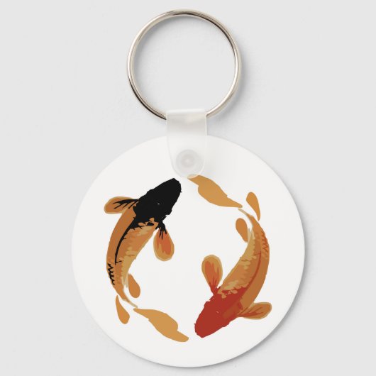 Zen Koi Fish White Simple Minimalistisch Schlüssel Schlüsselanhänger (Vorderseite)