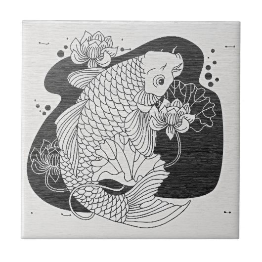 Zen-Koi-Lotus-Keramikfliese Fliese (Vorderseite)