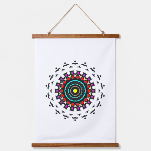 Zen-Kreis-Mandala Wandteppich Mit Holzrahmen (Vorderseite)