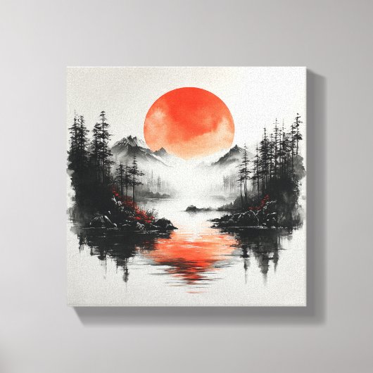 Zen Lake Sun Reflektive Leinwand (Vorderseite)