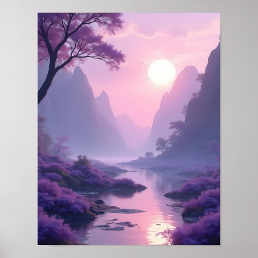 Zen-Landschaft in Lavendel beruhigend Poster (Vorne)