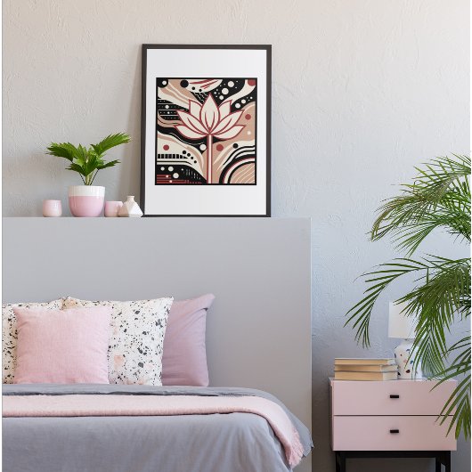 Zen Lotus Abstrakt Art Print Poster