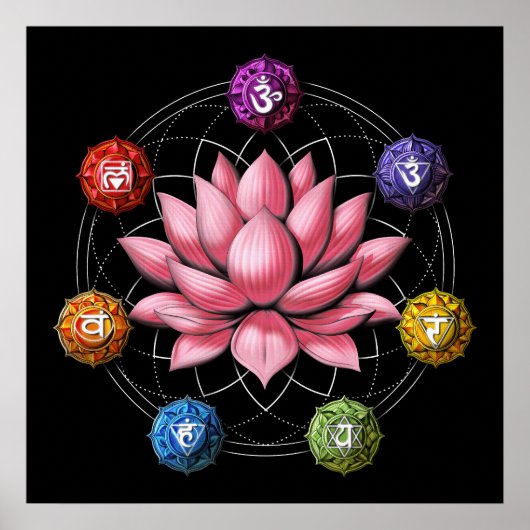 Zen Lotus Chakra Symbols Poster (Vorne)