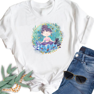 Zen-Mädchen-Yoga-Spa-Steine-Kristalle-Blumen T-Shirt
