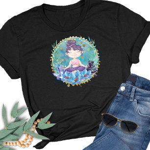Zen-Mädchen-Yoga-Spa-Steine-Kristalle-Blumen T-Shirt