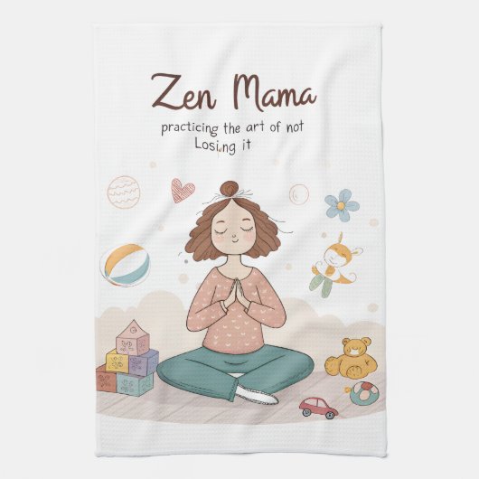 Zen Mama Calm Motherhood Art Geschirrtuch (Vertikal)