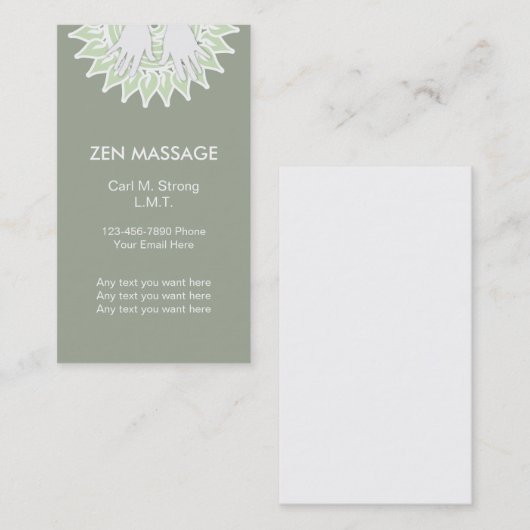 Zen Massage Business Cards Visitenkarte (Vorne/Hinten)