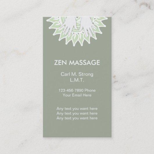 Zen Massage Business Cards Visitenkarte (Vorderseite)