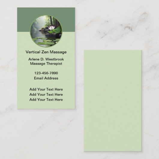 Zen Massage Nature Theme Business Cards Visitenkarte (Vorne/Hinten)