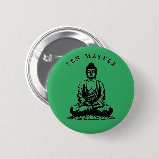 Zen Master - Buddha Meditation Grün Button (Vorne & Hinten)