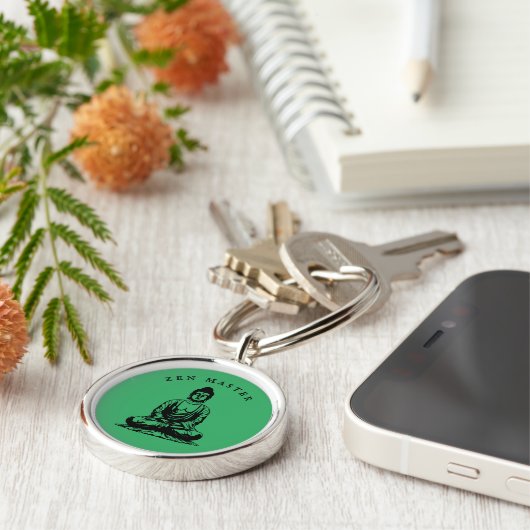Zen Master - Buddha Meditation Grün Schlüsselanhänger (Seite)