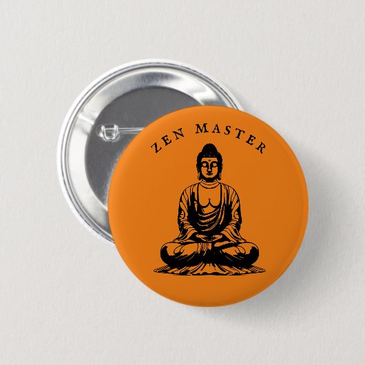 Zen Master - Buddha Meditation Orange Button (Vorne & Hinten)
