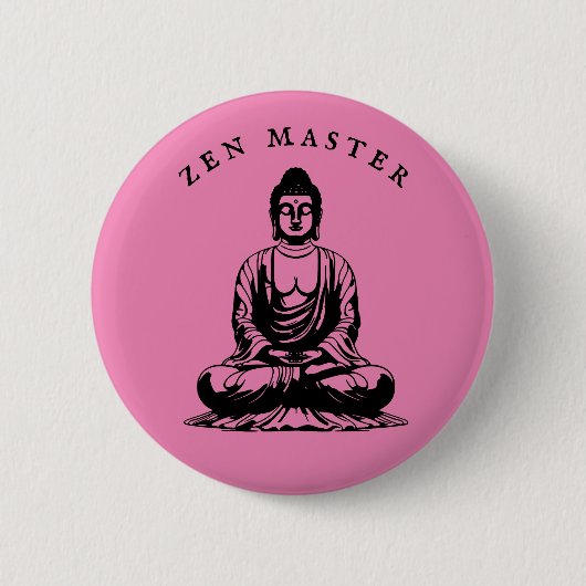 Zen Master - Buddha Meditation Rosa Button (Vorderseite)