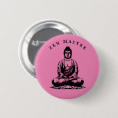 Zen Master - Buddha Meditation Rosa Button (Vorne & Hinten)