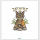 Zen Master Cat Funny Chill Gray Tabby Cat Gift Aufkleber (Blatt)