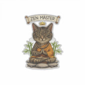 Zen Master Cat Funny Chill Gray Tabby Cat Gift  Aufkleber (Vorderseite)