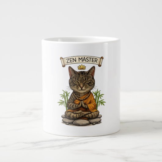 Zen Master Cat Funny Chill Gray Tabby Cat Gift  Jumbo-Tasse (Vorderseite)