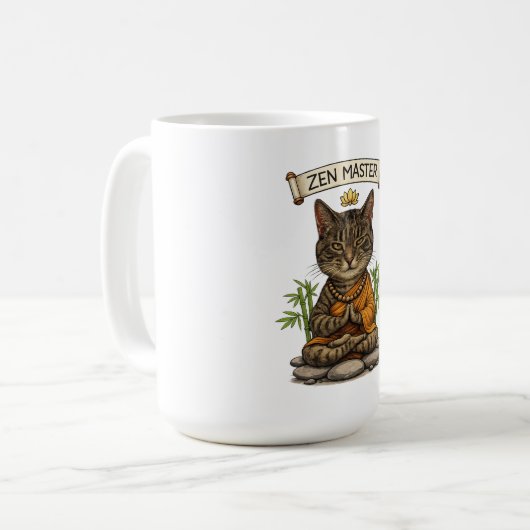 Zen Master Cat Funny Chill Gray Tabby Cat Gift  Kaffeetasse (Vorderseite Links)