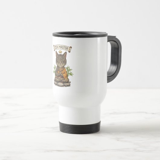 Zen Master Cat Funny Chill Gray Tabby Cat Gift Reisebecher (VorderseiteRechts)