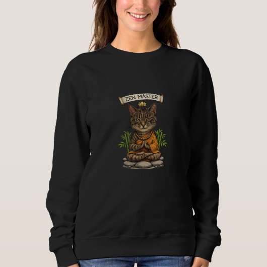 Zen Master Cat Funny Chill Gray Tabby Cat Gift  Sweatshirt (Vorderseite)