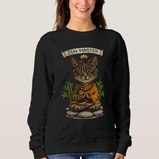 Zen Master Cat Funny Chill Gray Tabby Cat Gift  Sweatshirt (Vorderseite)