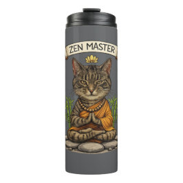 Zen Master Cat Funny Chill Gray Tabby Cat Gift  Thermosbecher