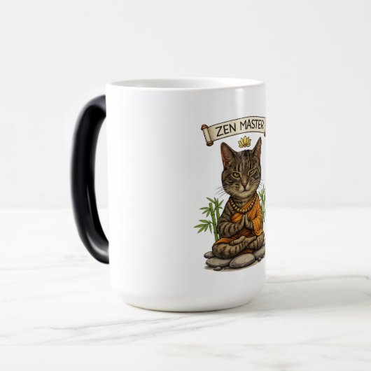 Zen Master Cat Funny Chill Gray Tabby Cat Gift  Verwandlungstasse (Vorderseite Links)