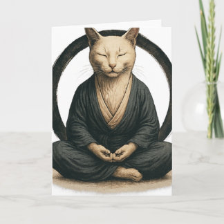 Zen Meditating Cat – Enso Circle Mindful Yoga Art  Karte