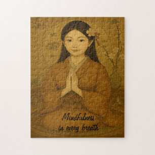 Zen Meditation Kunst Mindfulness Yoga Braun Custom Puzzle